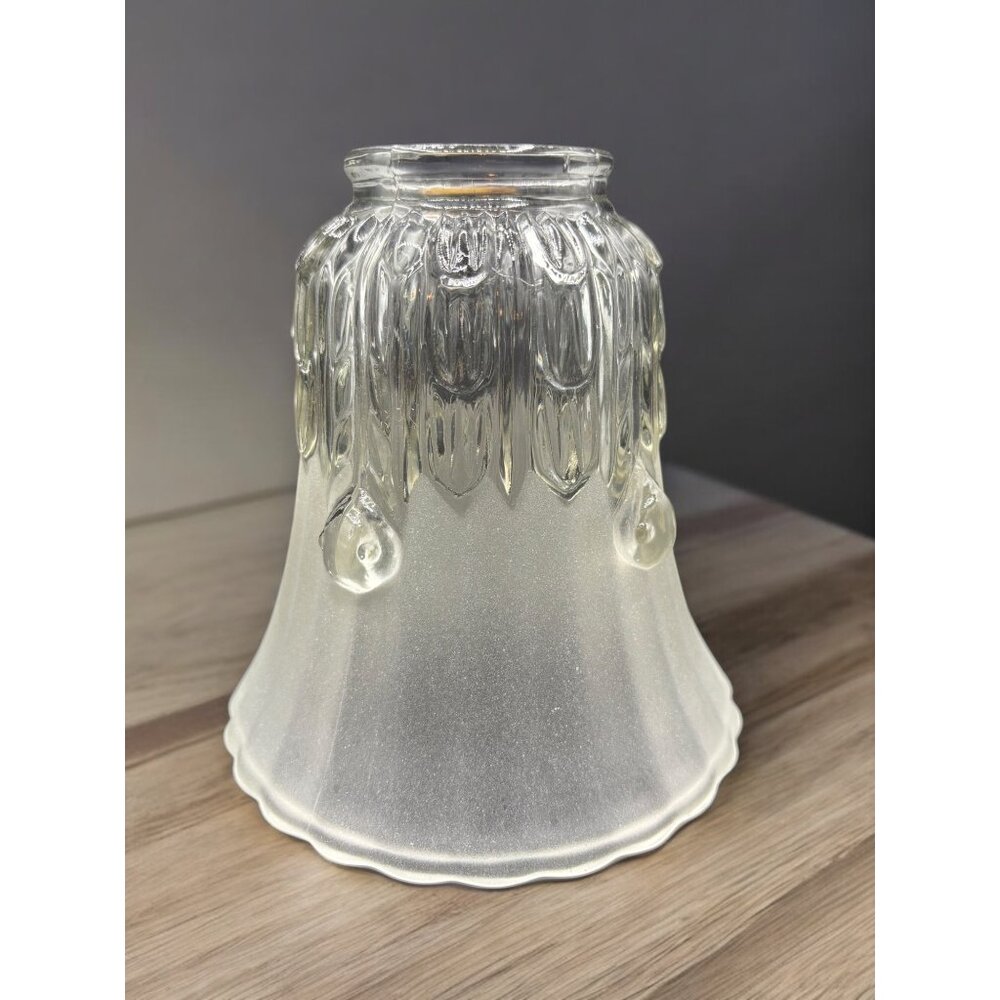 Vintage Frosted and Glass Floral Replacement Shade / Globe  2" Fitter